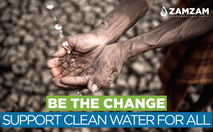Local community collecting clean water from a ZamZam Foundation water well